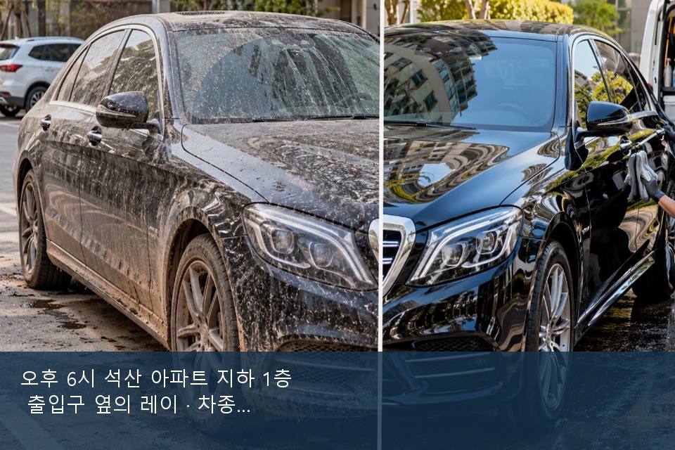 오후 6시 석산 아파트 지하 1층 출입구 옆의 레이 · 차종 기준 금액